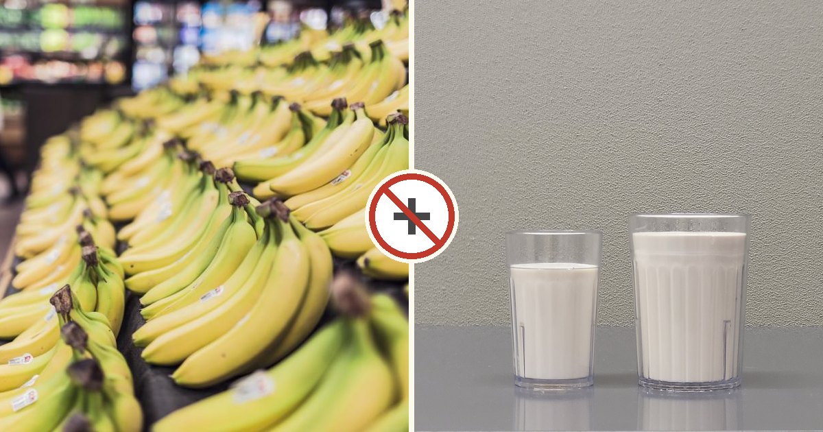 Banana and milk shown together with a do-not-combine symbol